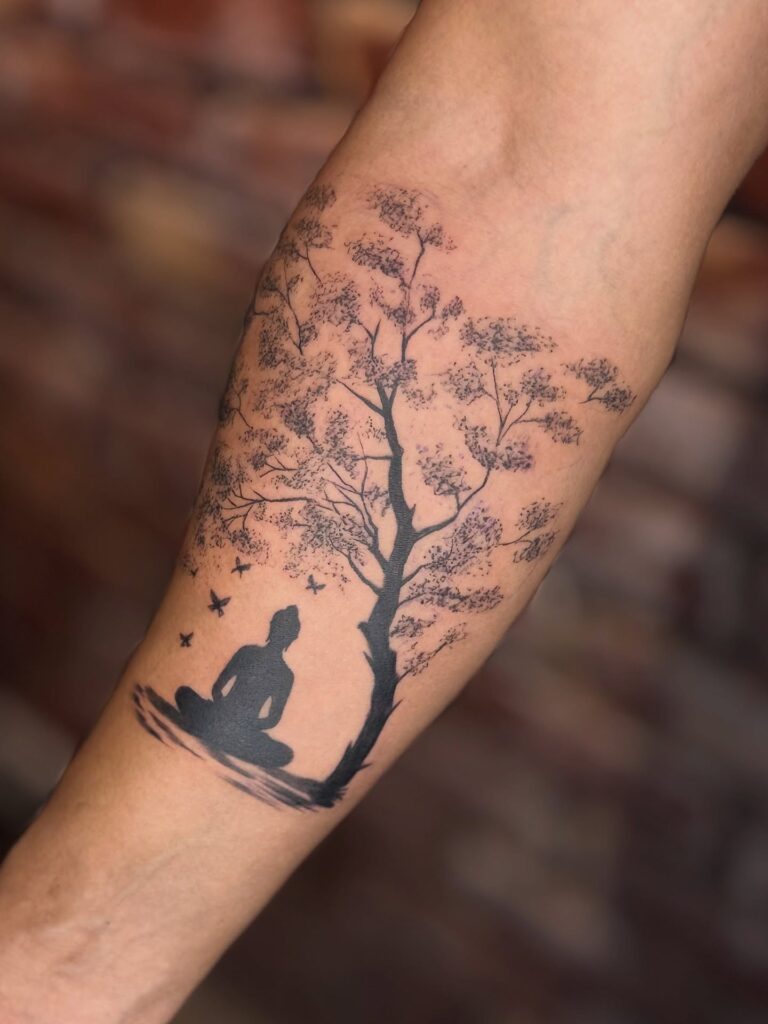 Watercolor Shiva Tattoo With Trishul