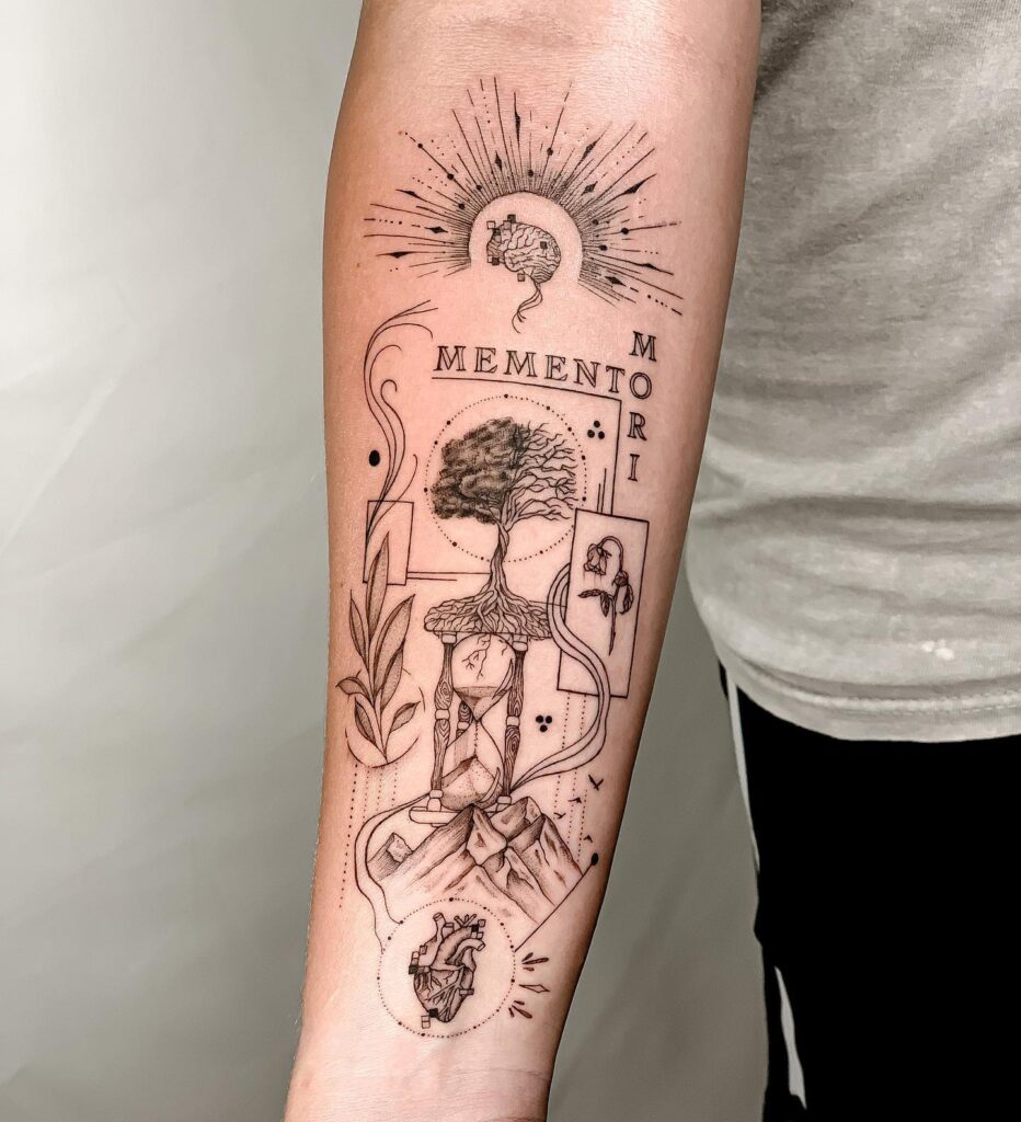 Realistic Skull Memento Mori Tattoo