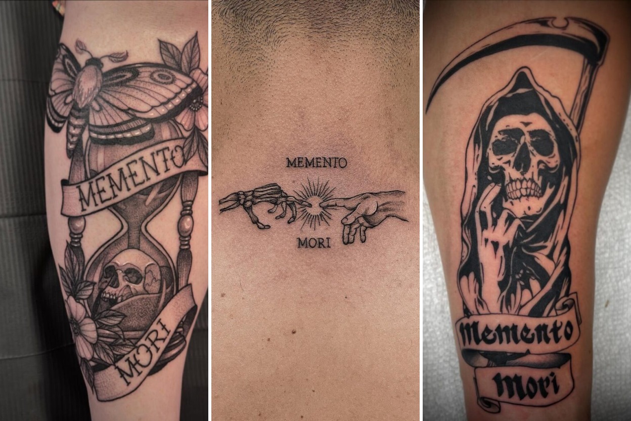Aesthetic memento mori tattoos and delicate ink ideas collage