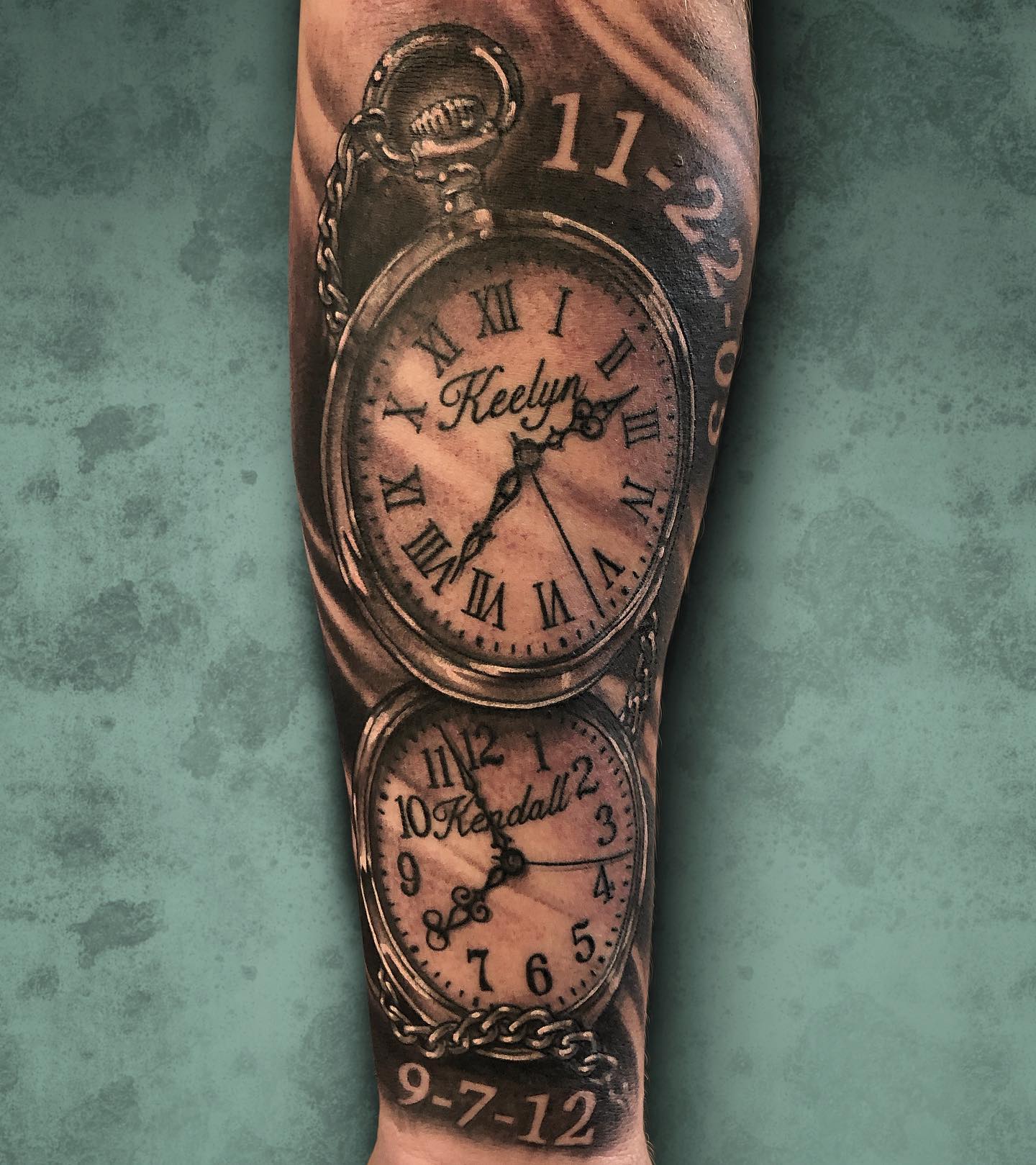 Memorial Dual Pocket Watch Tattoo clock tattoo ideas tattoo