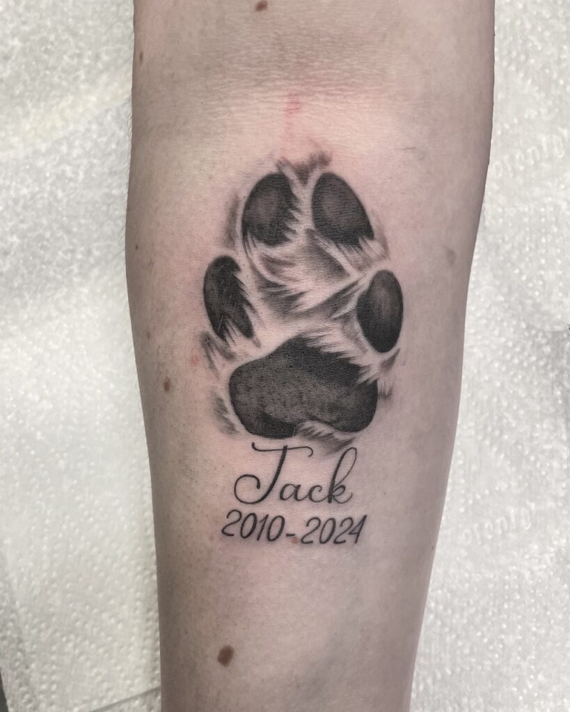 Memorial Paw Print Tattoo with Name paw print tattoo ideas tattoo