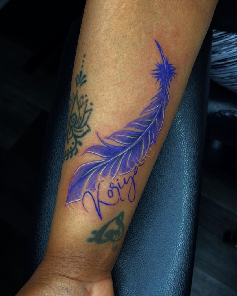 Memorial Purple Feather memorial tattoos tattoo