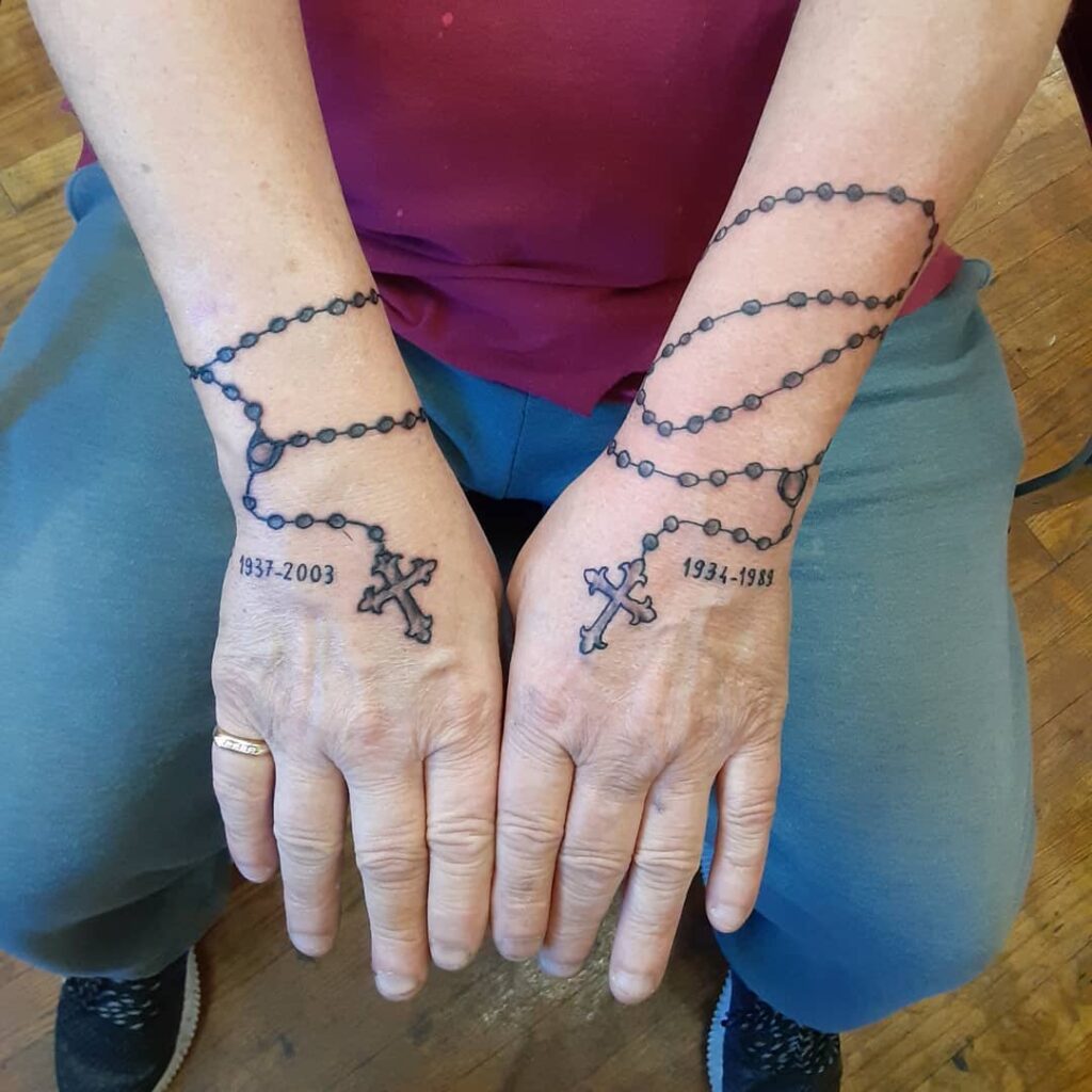 Chest Rosary Necklace Tattoo