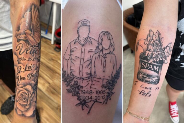 Aesthetic memorial tattoos and delicate ink ideas collage