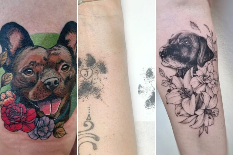Aesthetic pet memorial tattoos and delicate ink ideas collage