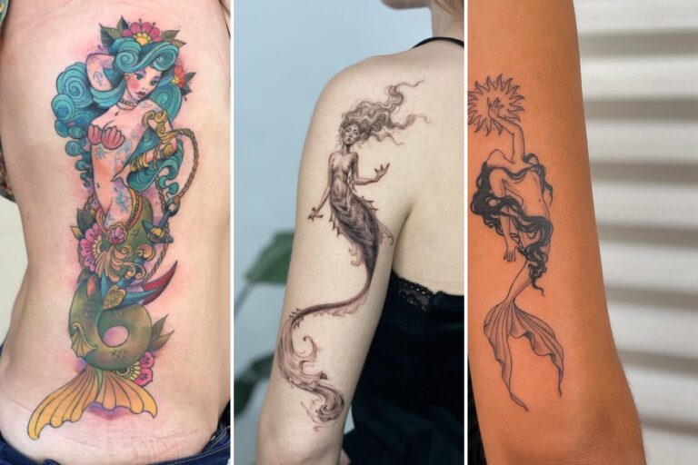 Aesthetic mermaid tattoo ideas and delicate ink ideas collage