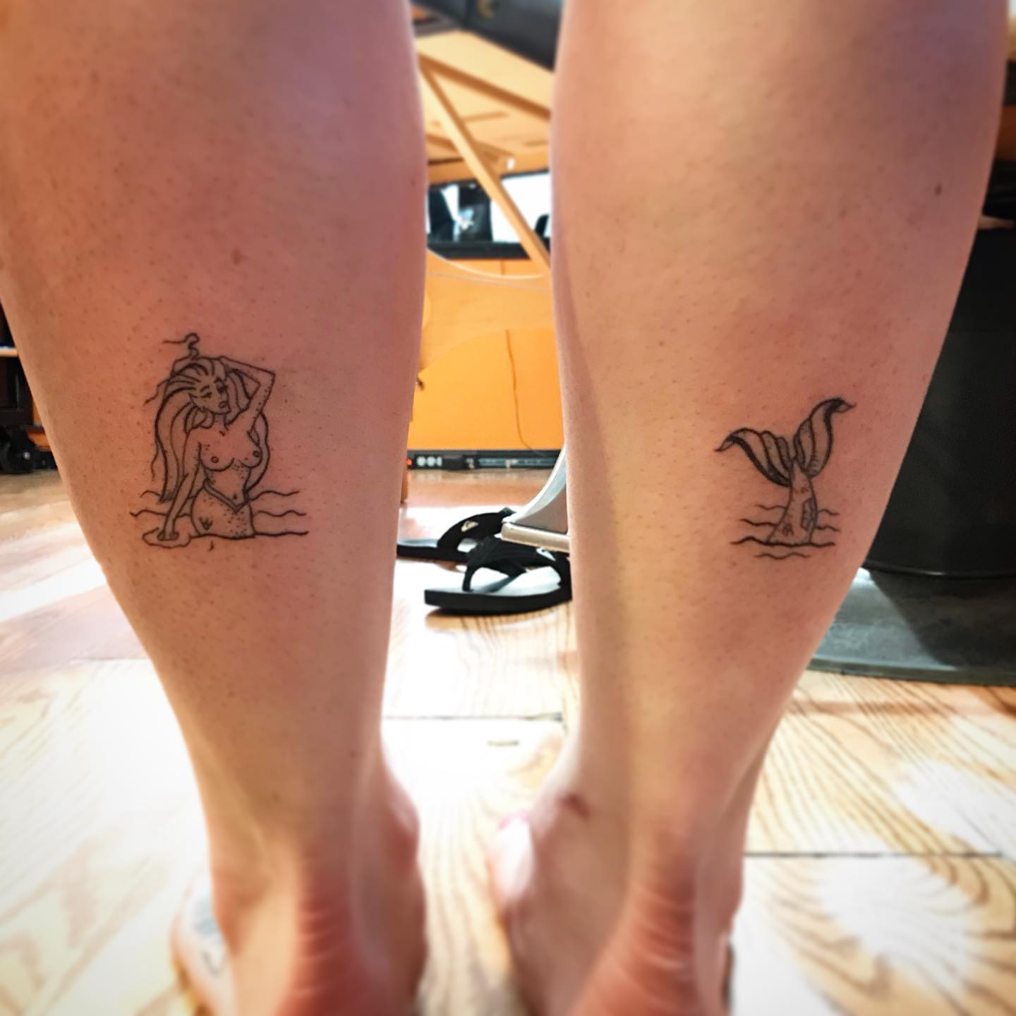 Matching Mermaid And Tail Tattoo
