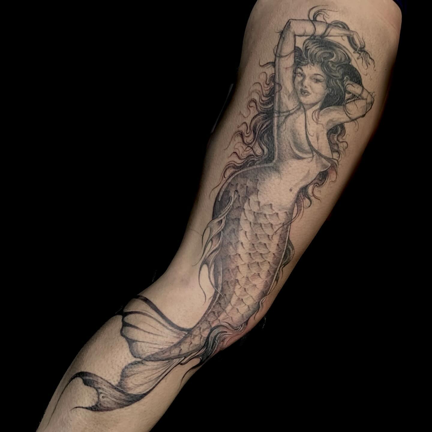 Realistic Mermaid Portrait Tattoo