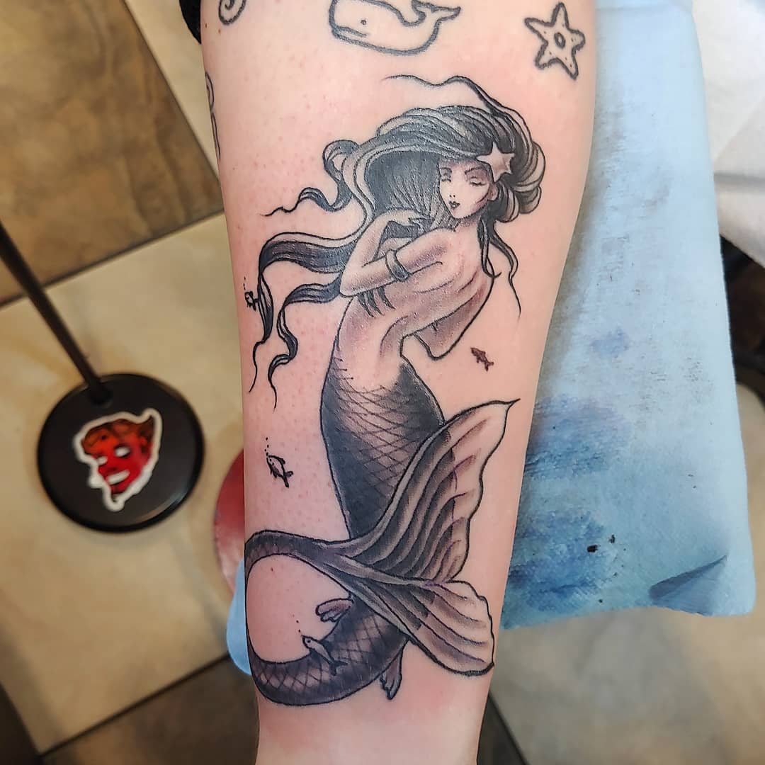 Sleeping Mermaid Tattoo