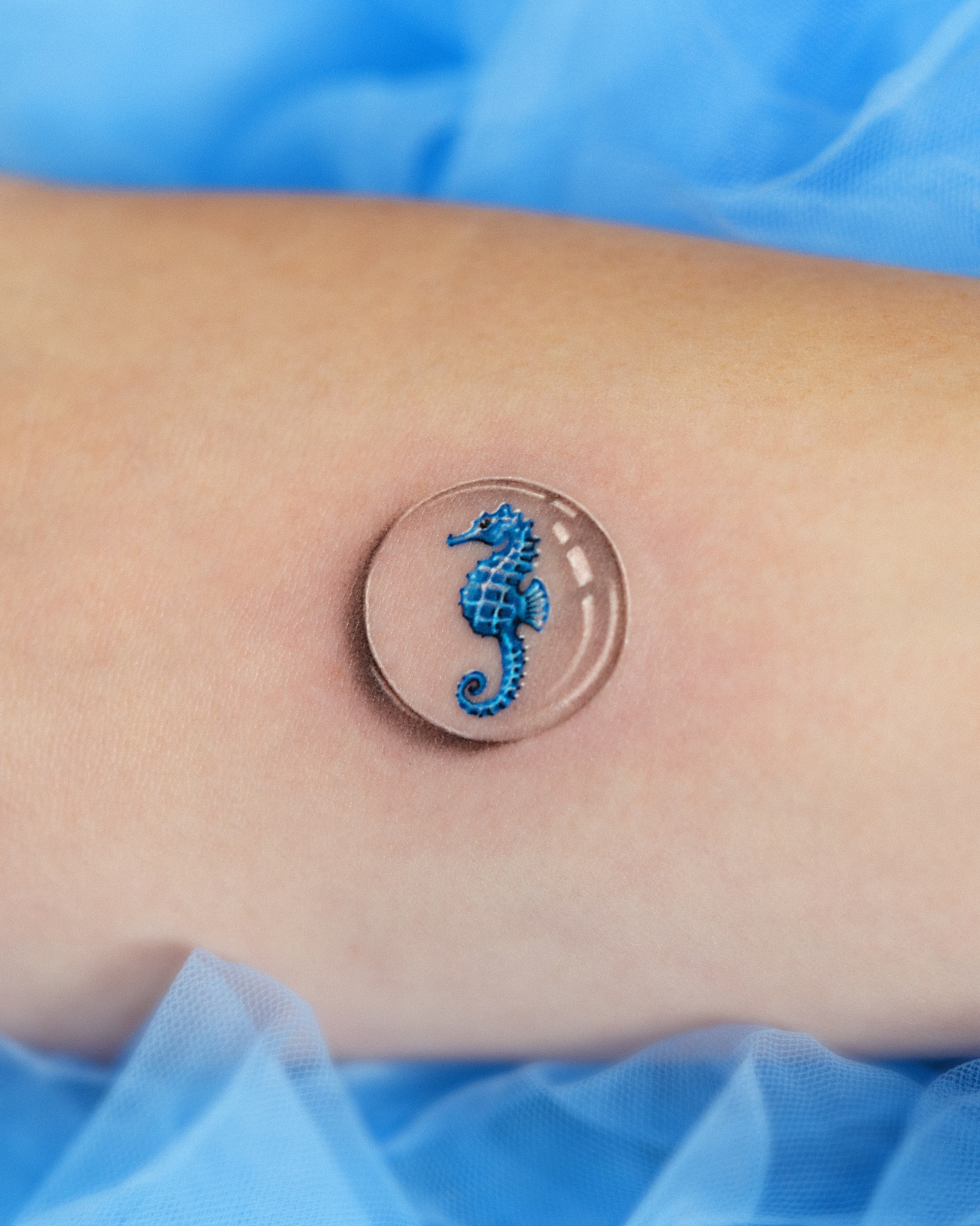 Miniature Cobalt Blue Seahorse ocean tattoo