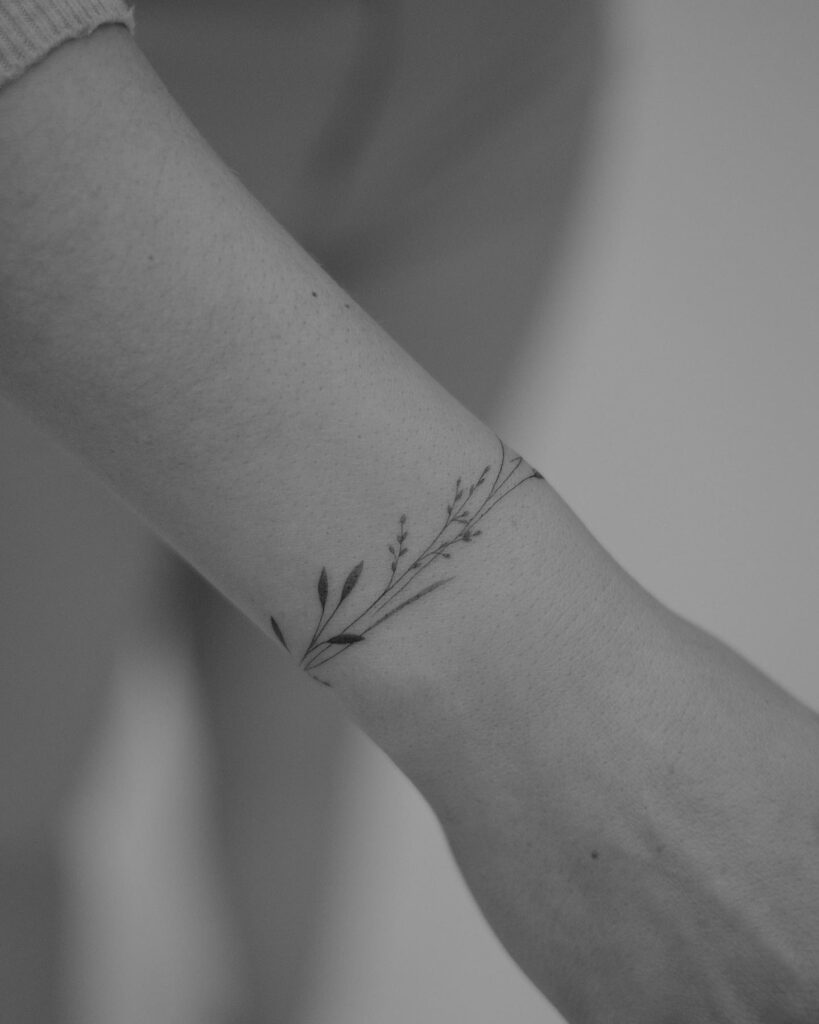 Dainty Rose Vine Bracelet Tattoo