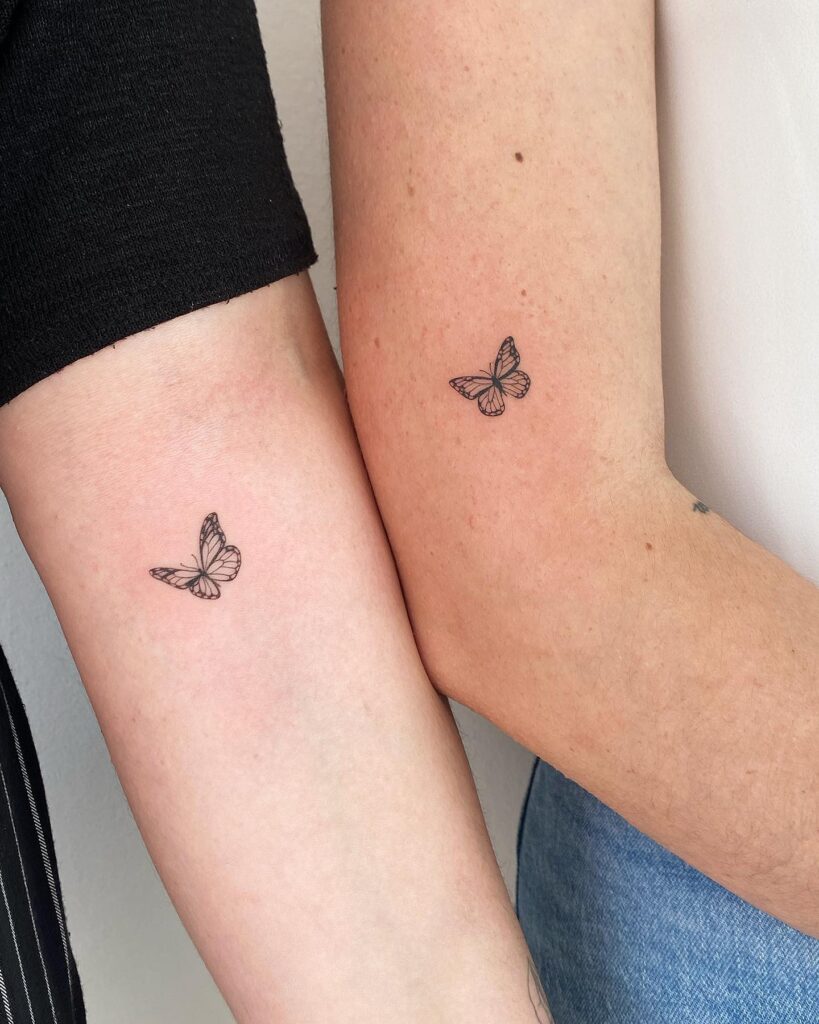Minimal Butterfly Tattoos for Best Friends matching best friend tattoos tattoo