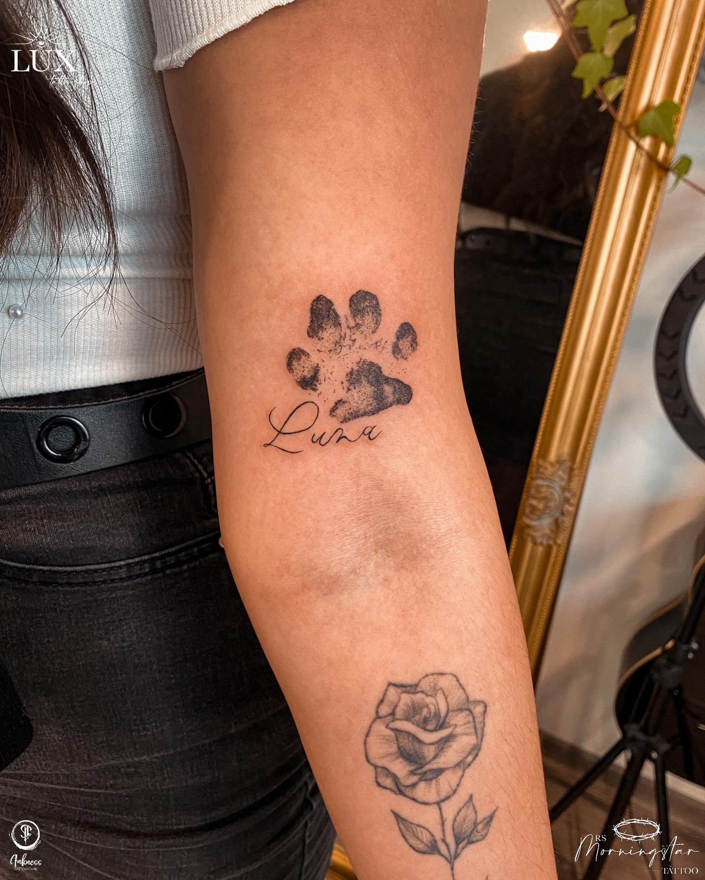Minimal Dog Paw and Name Tattoo dog paw tattoos tattoo