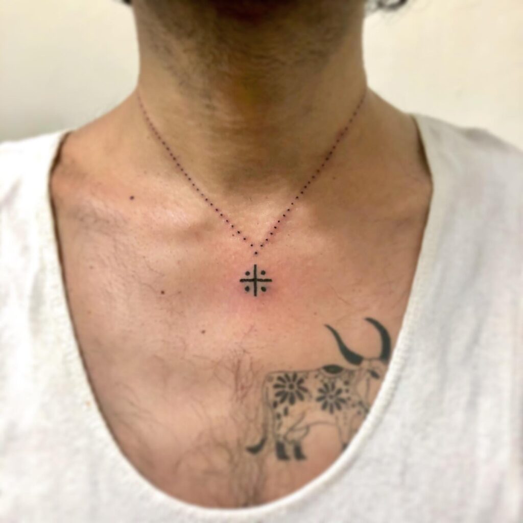 Ornate Cross Necklace Tattoo