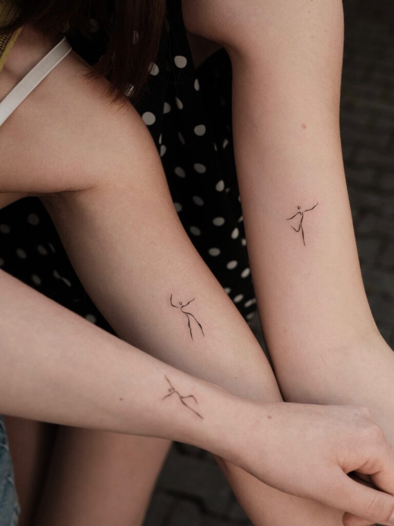 Minimal Fine Line Dancer Tattoos on Arms fine line tattoos for women tattoo