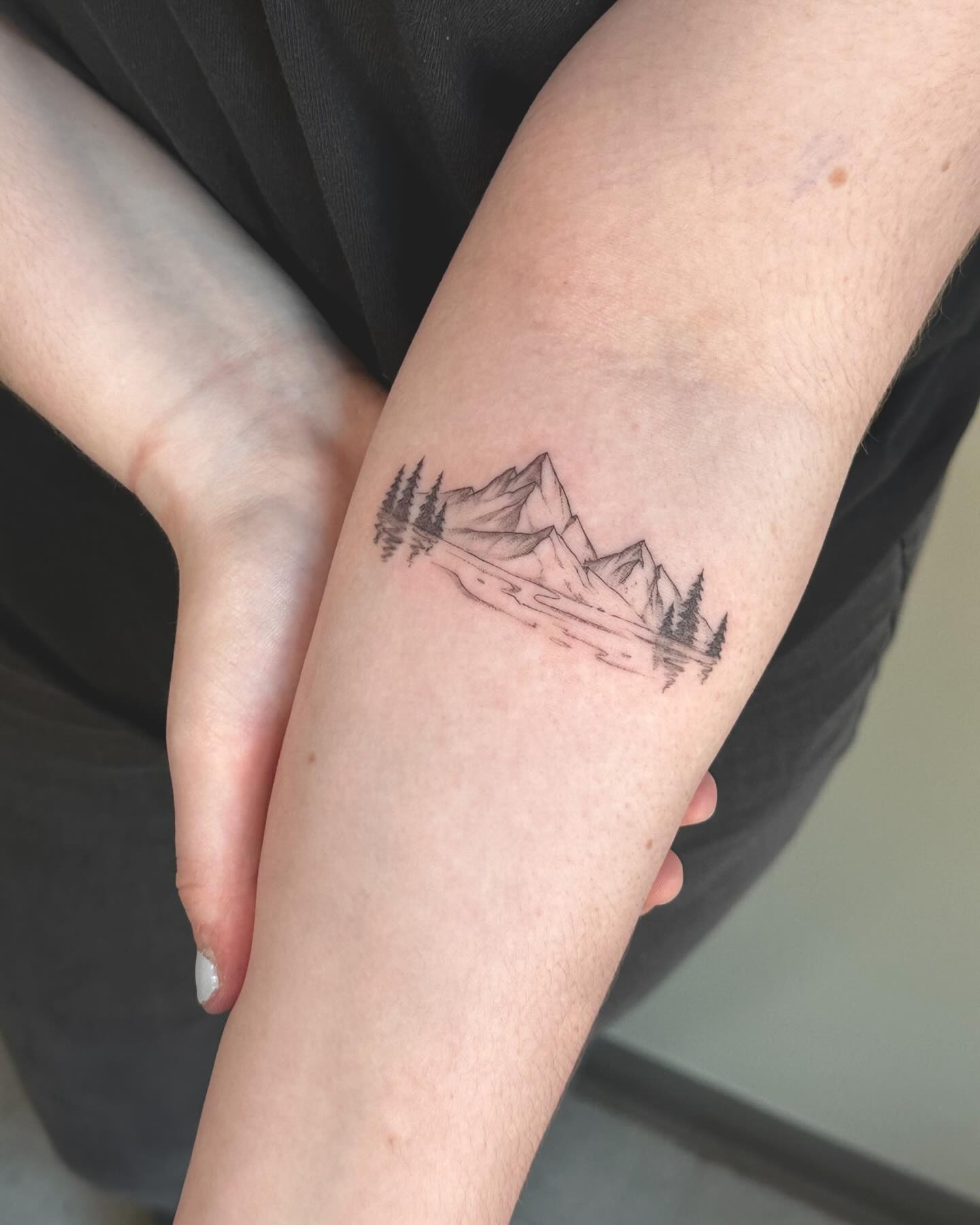 Minimal Mountain Reflection Tattoo mountain tattoos ideas tattoo