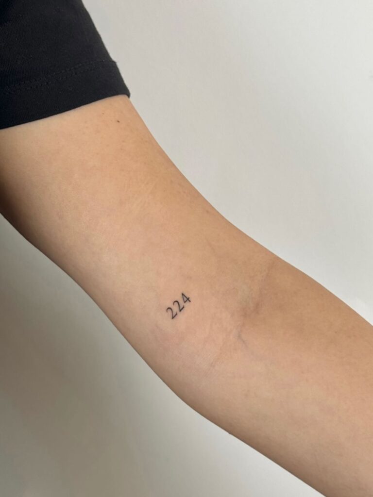 Minimal Number Tattoo “224” on Arm little tattoos for women with meaning tattoo