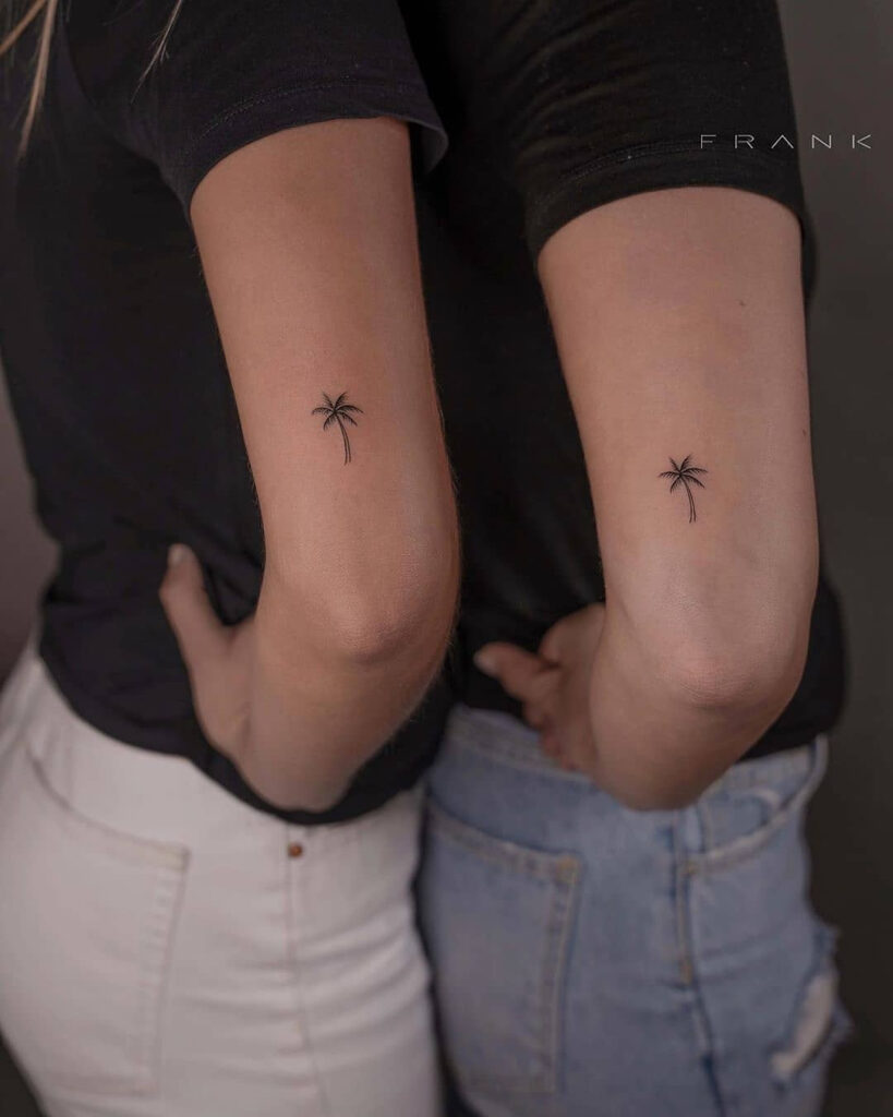 Minimal Palm Tree Tattoos for Best Friends matching best friend tattoos tattoo