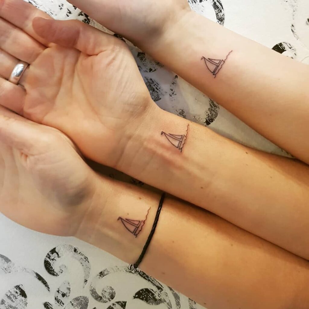 Heart And Semicolon Matching Trio Tattoo