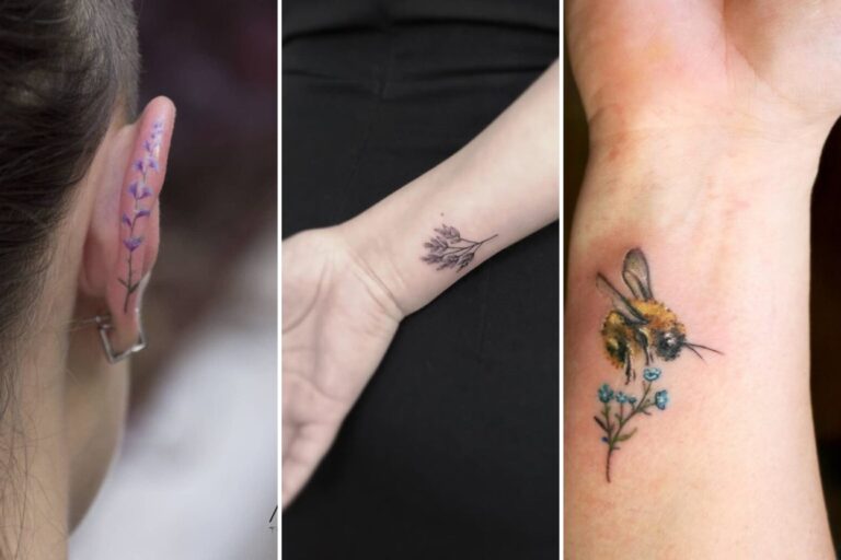 Aesthetic minimal tiny flower tattoo ideas and delicate ink ideas collage