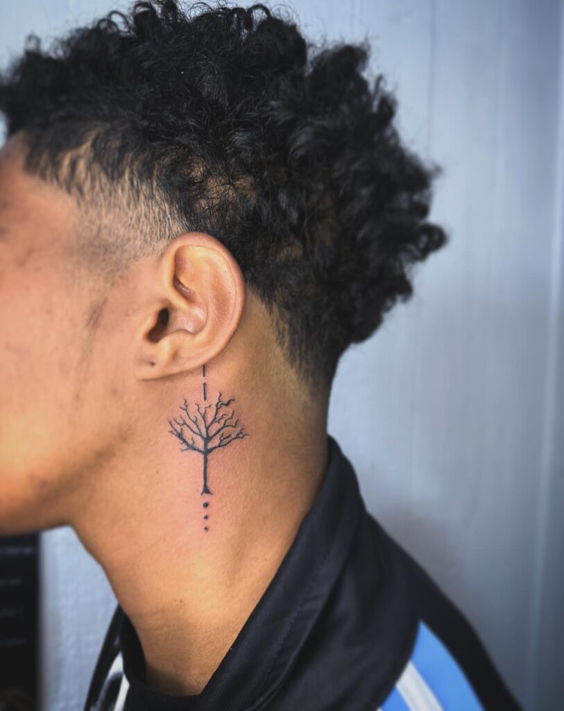 Minimal Black Snake Behind Ear Tattoo behind the ear tattoo ideas for men tattoo