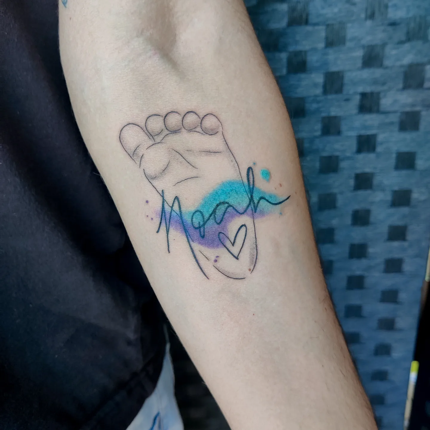 Baby Footprint With Name and Circle Tattoo baby feet tattoos ideas tattoo