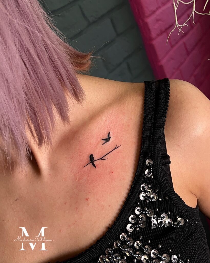 Minimalist Bird Collarbone Tattoo bird tattoo ideas for women with meaning tattoo
