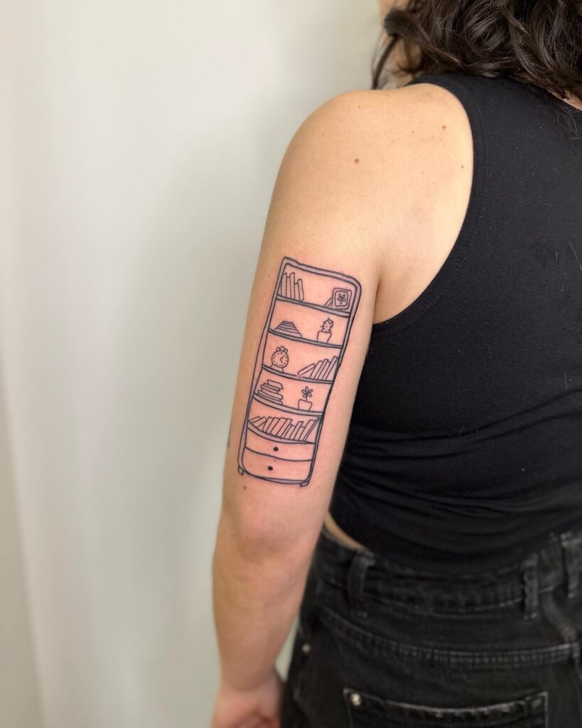 Gothic Bookshelf Window Tattoo