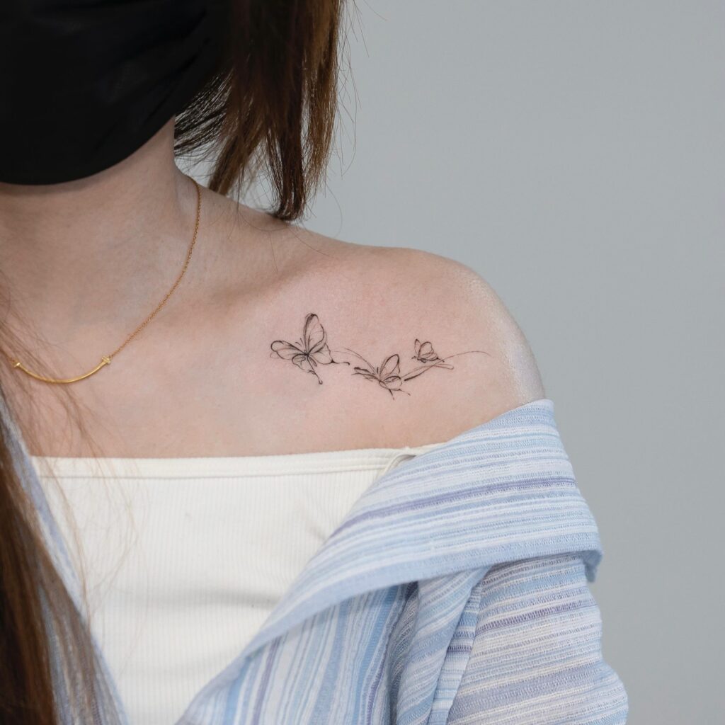 Flying Cranes Collarbone Tattoo
