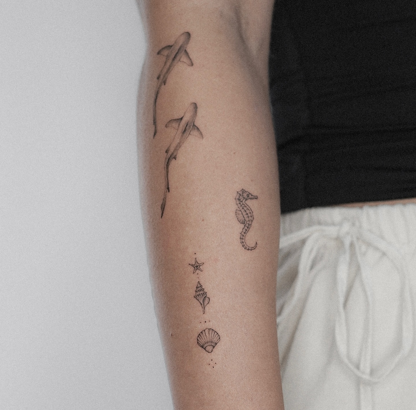 Minimalist Coastal Flash Icon Set ocean tattoo