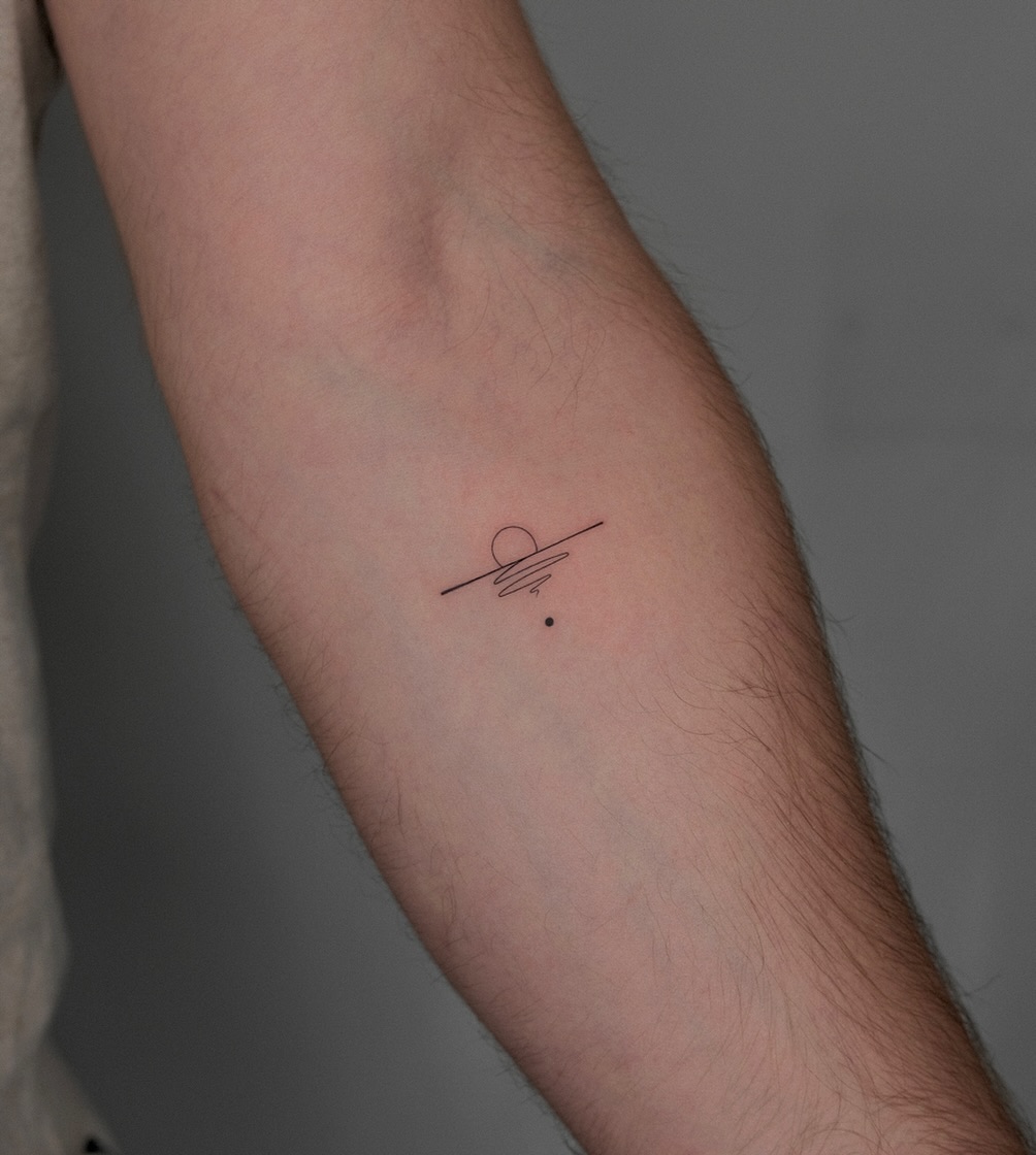 Minimalist Continuous Outline Sunrise sunrise tattoo