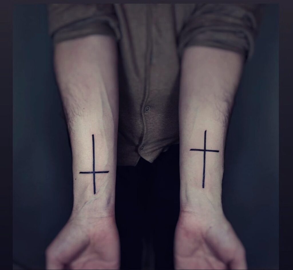 Minimalist Cross Forearm Tattoos cross tattoos for men tattoo