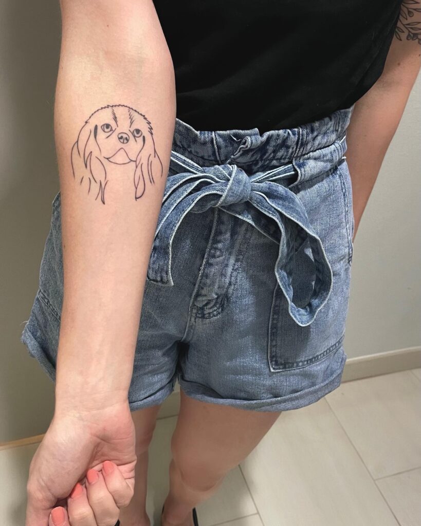 Minimalist Dog Line Art Tattoo dog memorial tattoos tattoo