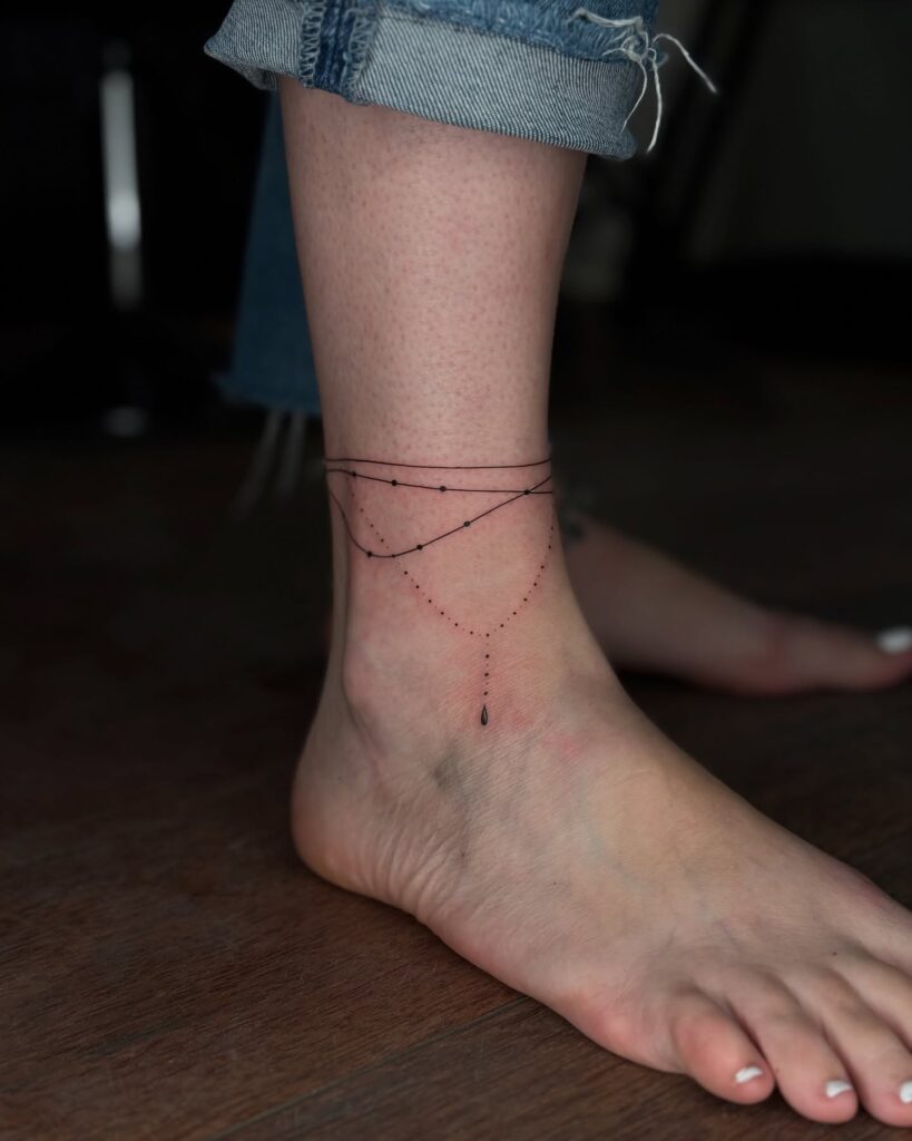 Minimalist Bow Anklet Tattoo