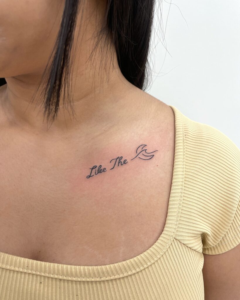 Minimalist Floral Collarbone Tattoo