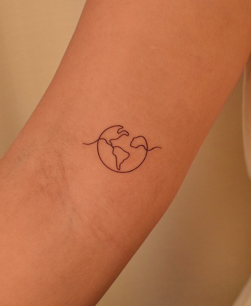 Minimalist Earth Line Tattoo meaningful tiny tattoos tattoo