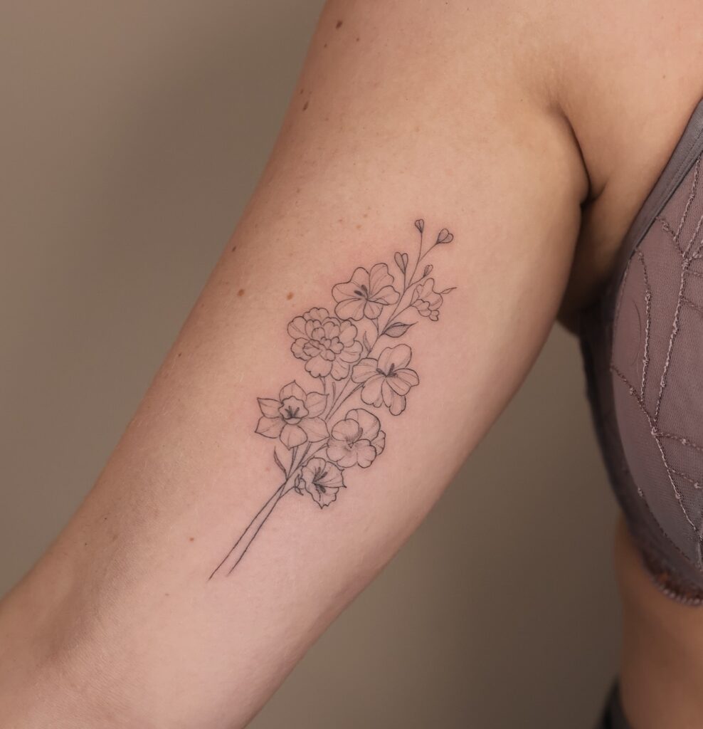 Minimalist Flower Stem Tattoo fine line tattoos for women tattoo