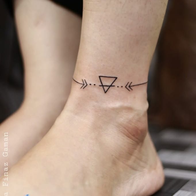 Minimalist Vine Ankle Bracelet Tattoo