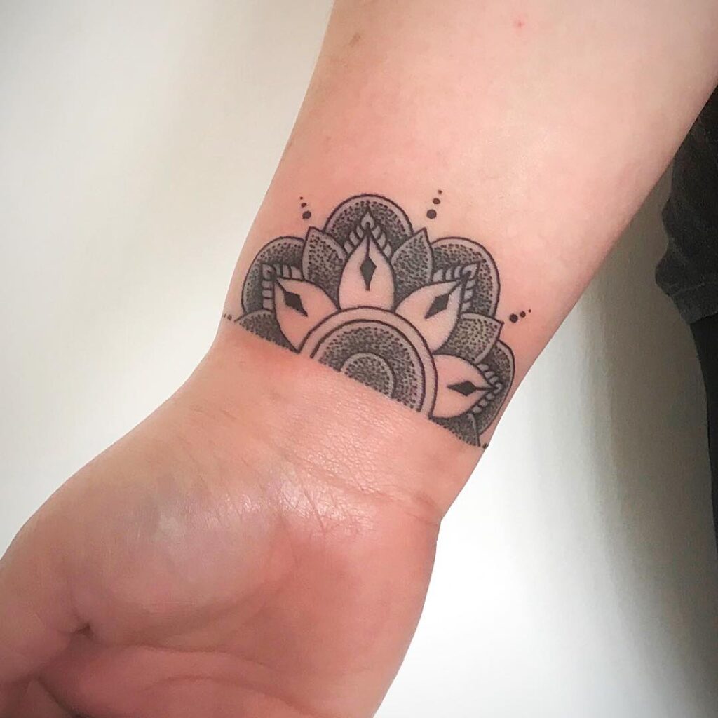 Minimalist Half Mandala Wrist Tattoo mandala wrist tattoo ideas tattoo