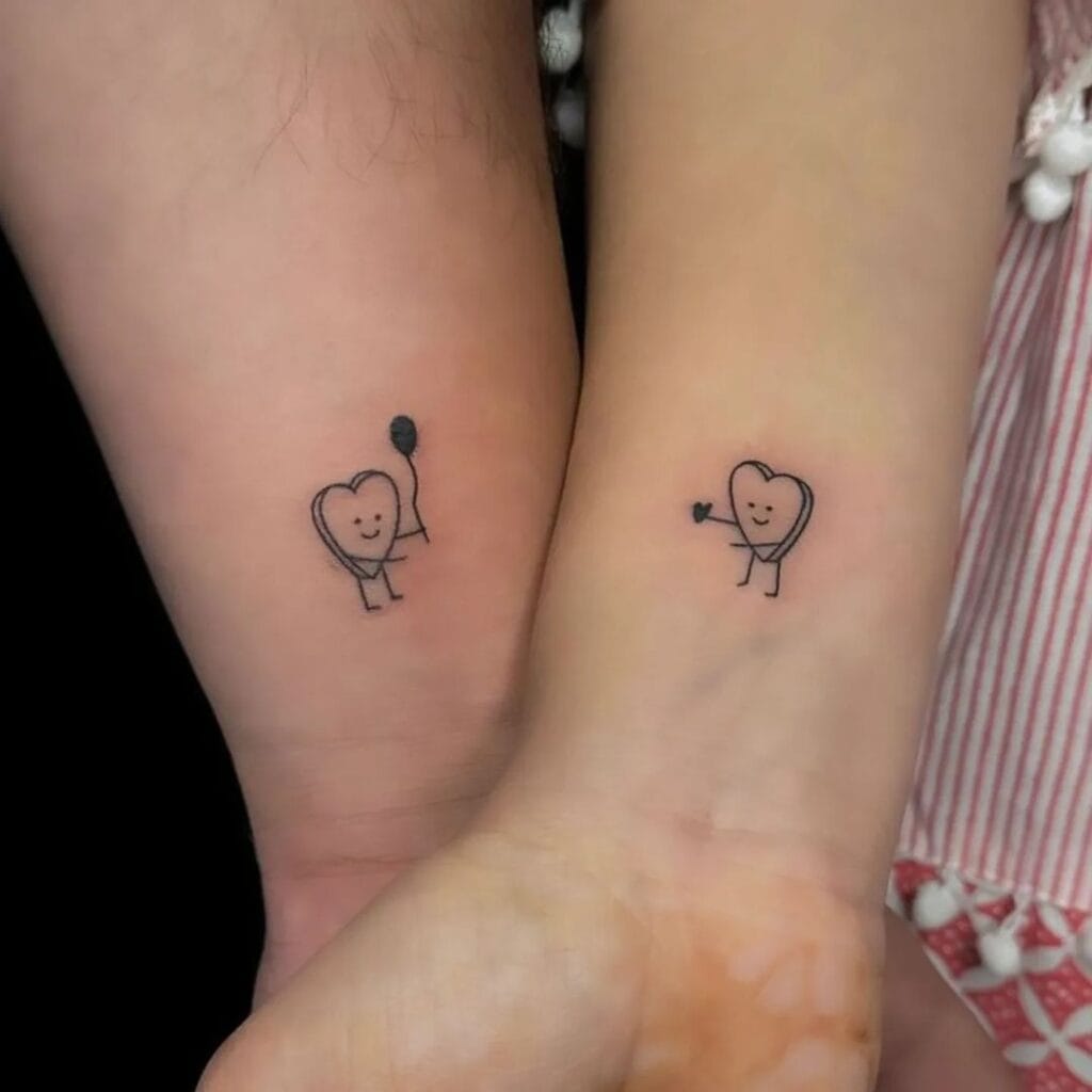 Minimalist Heart Characters Tattoos