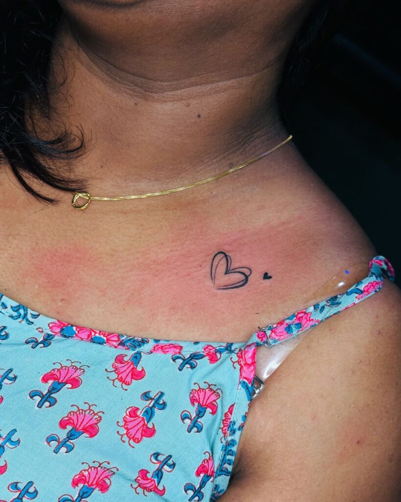 Butterfly And Blessed Collarbone Tattoo