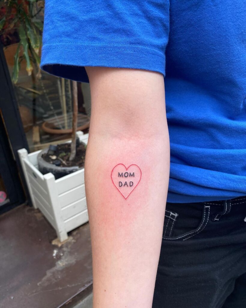 Minimalist Heart Mom Dad Tattoo mom dad tattoos tattoo