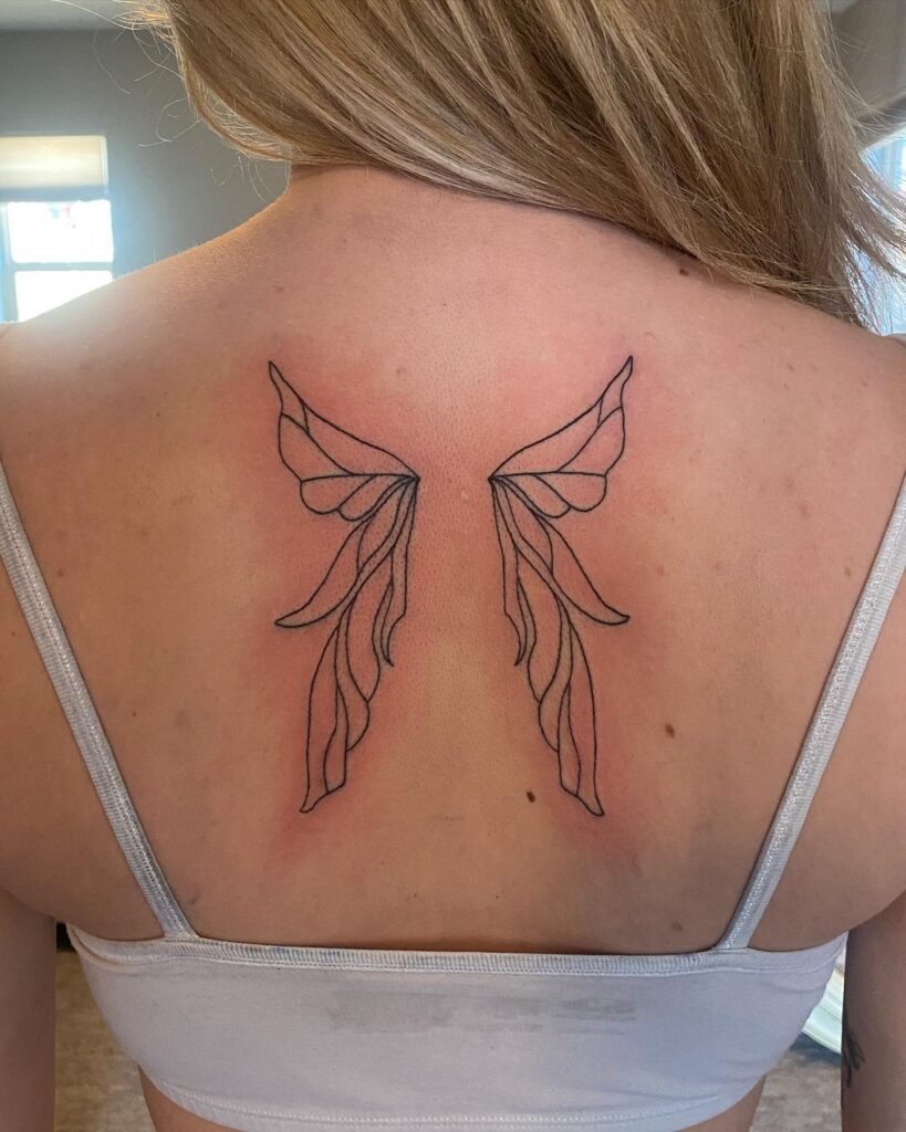 Minimalist Linework Angel Wings Tattoo angel wings tattoo ideas on back tattoo