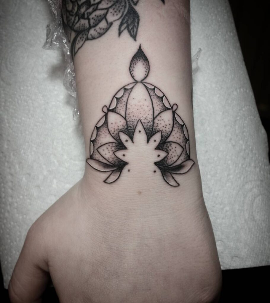 Minimalist Lotus Mandala Wrist Tattoo mandala wrist tattoo ideas tattoo