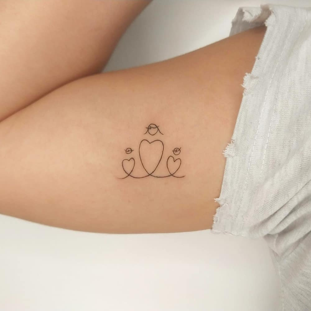 Minimalist Mother and Two Children Tattoo mom with kids tattoos tattoo