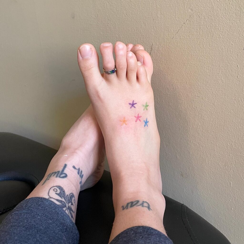 Delicate Floral Foot Tattoo