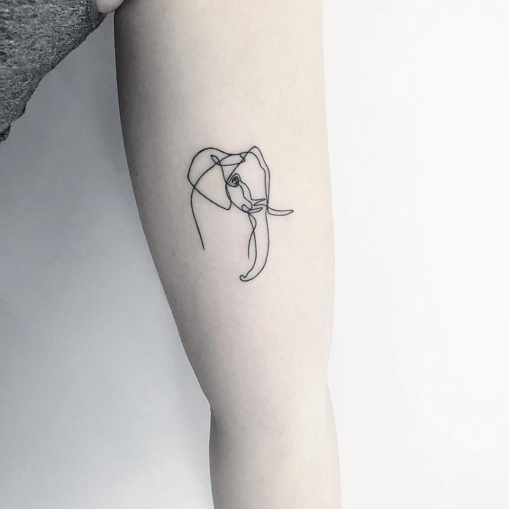 Minimalist one line elephant tattoo