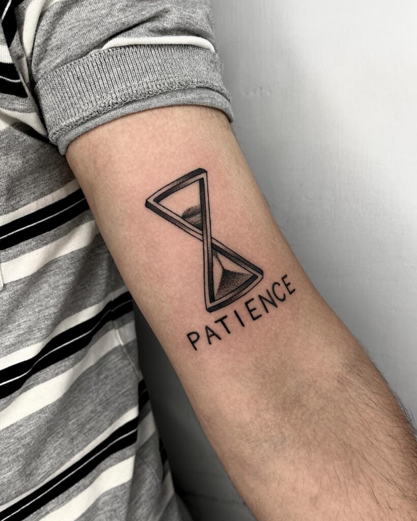 Minimalist Patience Hourglass Tattoo hourglass tattoo ideas tattoo