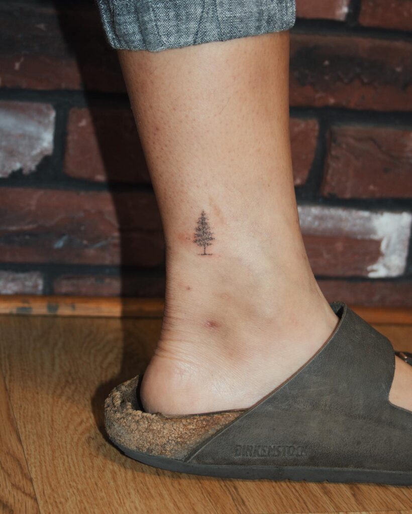 Floral Heart Ankle Tattoo