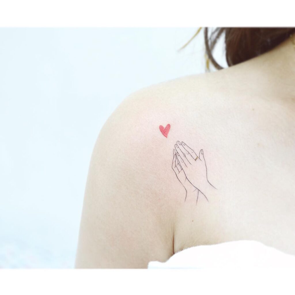 Minimalist Praying Hands with Heart Tattoo praying hands tattoos tattoo